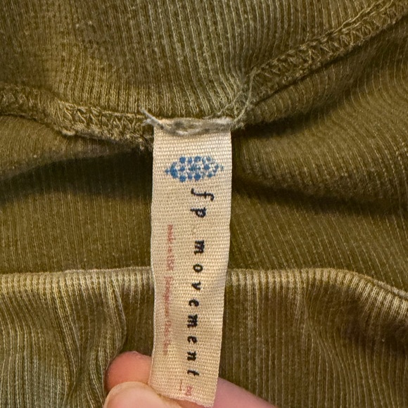 Free People Pants - Free People Movement olive green ribbed cropped pants